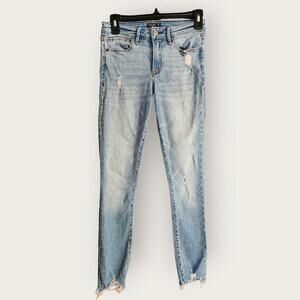 Abercrombie & Fitch Mid-rise Super Skinny Ankle Jeans Frayed Hems Women's Size 2